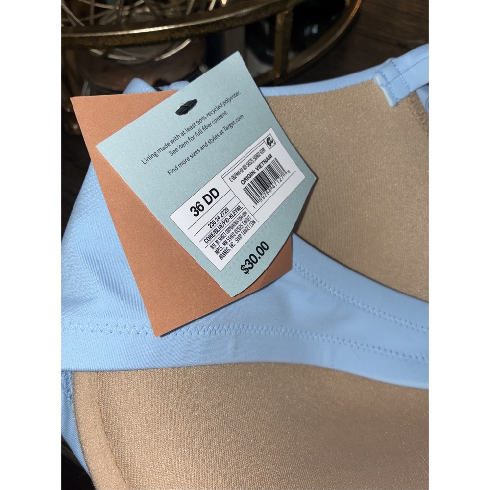 Women's Ruffle Push-Up Underwire Bikini Top - Blue 36DD - Picture 4 of 4